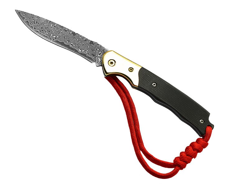 Canivete em aço damasco. Empunhadura em Micarta, 20 cm
