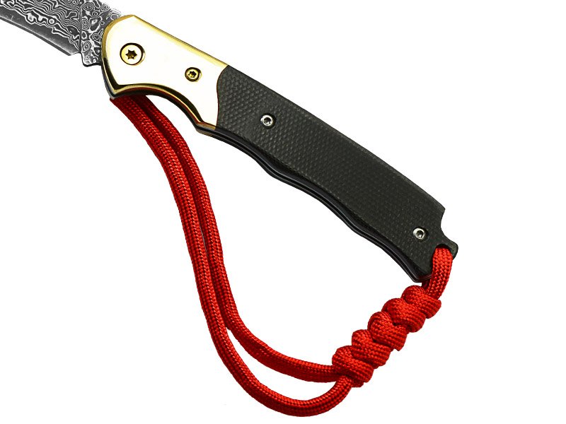 Canivete em aço damasco. Empunhadura em Micarta, 20 cm
