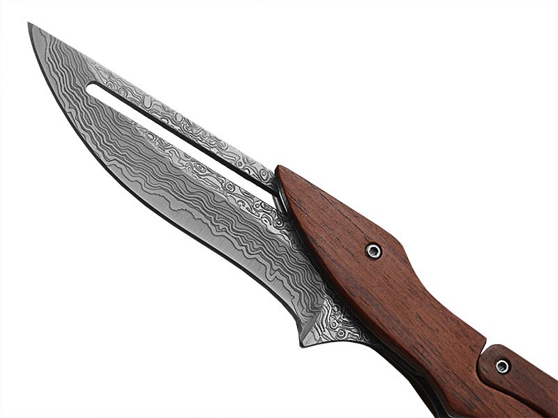 Canivete italiano para colecionador em aço inox. Empunhadura em sândalo, 19 cm