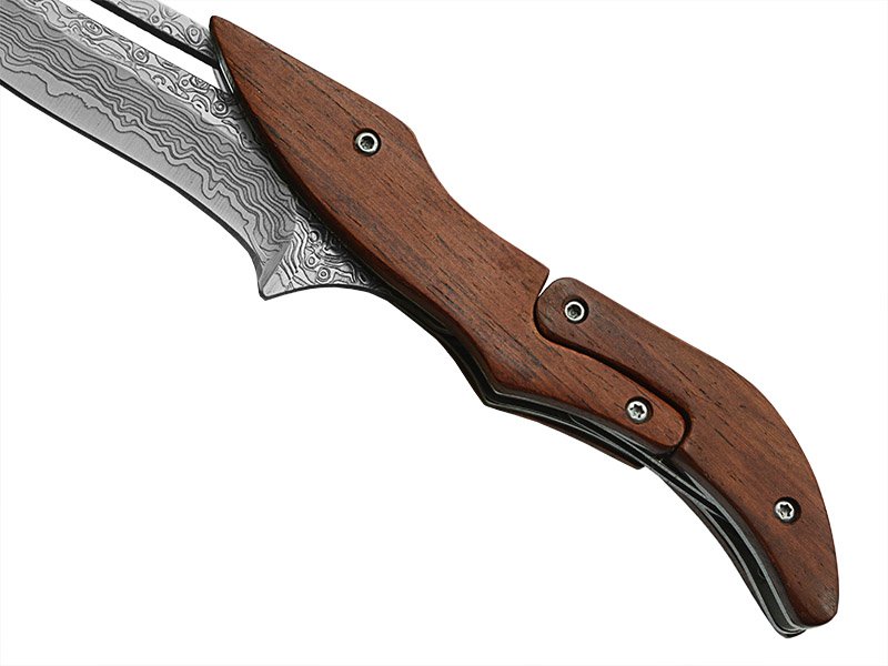 Canivete italiano para colecionador em aço inox. Empunhadura em sândalo, 19 cm