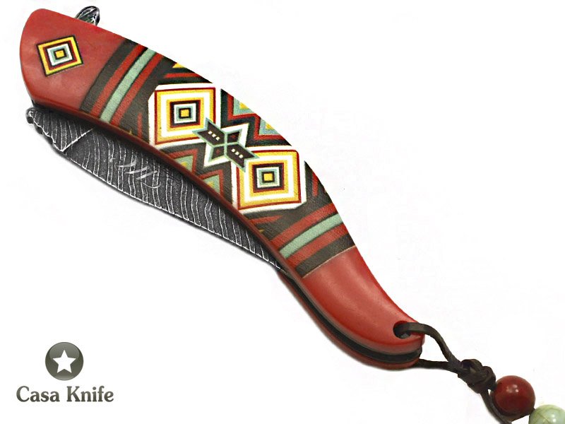 Canivete Native American para colecionador em inox stonewashed com empunhadura em resina 21 cm