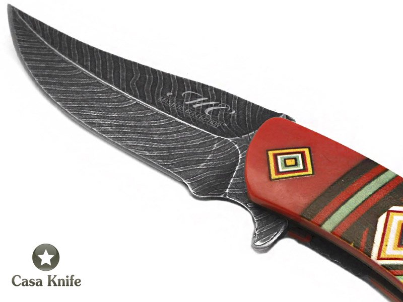 Canivete Native American para colecionador em inox stonewashed com empunhadura em resina 21 cm