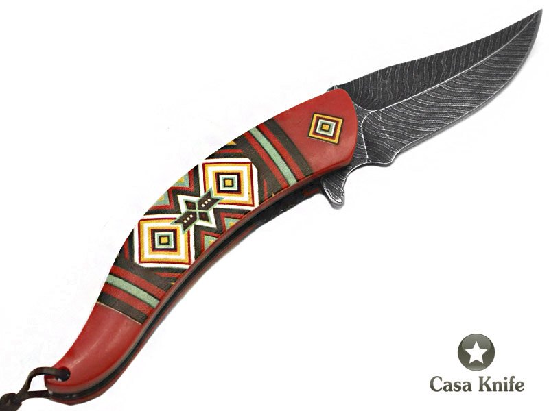 Canivete Native American para colecionador em inox stonewashed com empunhadura em resina 21 cm