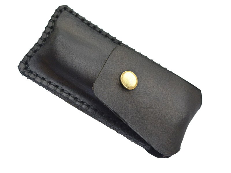 Canivete para colecionador em aço damasco. Empunhadura em ébano africano, 18 cm