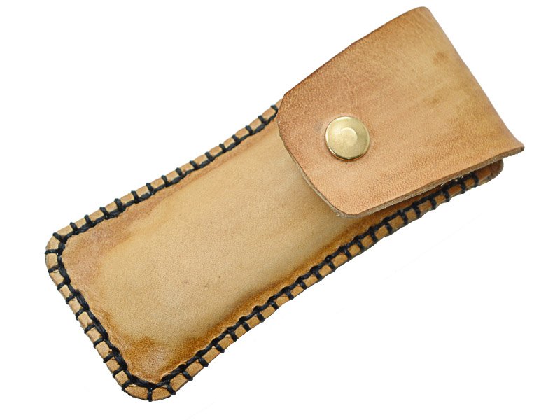 Canivete para colecionador em aço damasco. Empunhadura em bronze, 18 cm