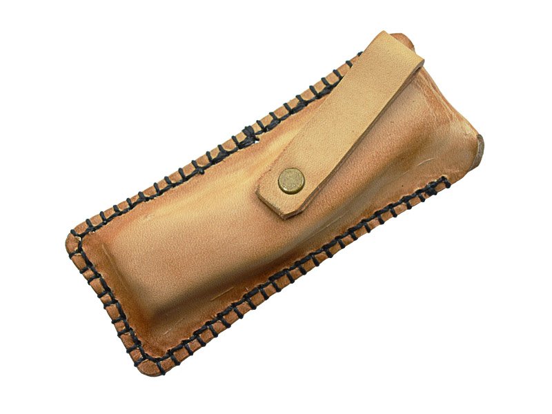 Canivete para colecionador em aço damasco. Empunhadura em osso de búfalo, 19 cm