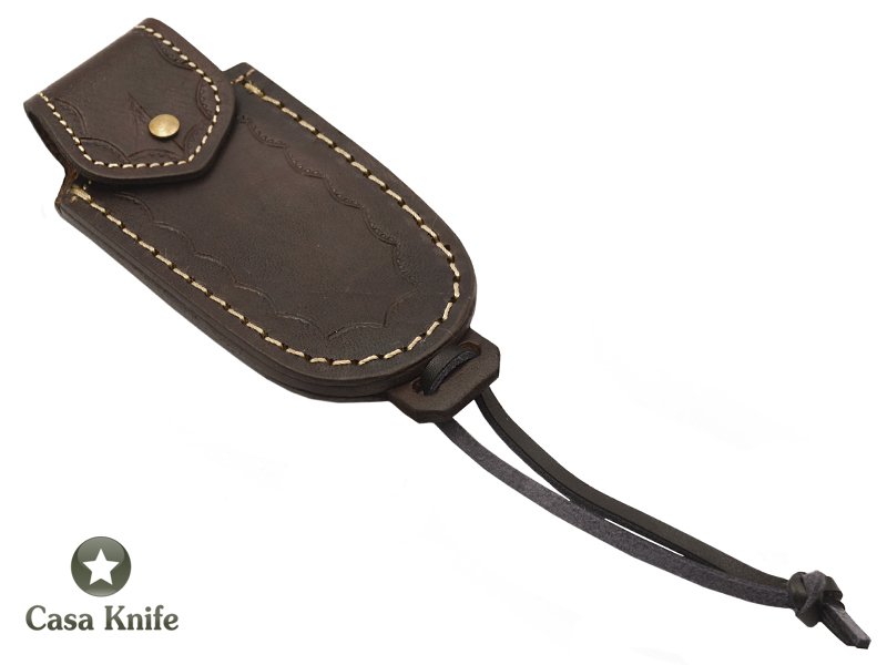 Canivete para colecionador em aço damasco com empunhadura em chifre de búfalo 19 cm