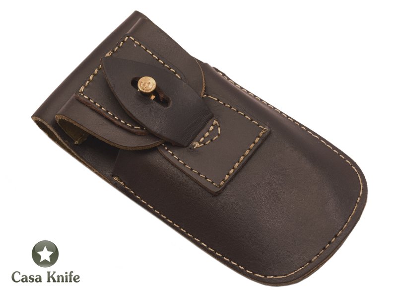 Canivete para colecionador em aço damasco com empunhadura em chifre de búfalo tingido e chifre de carneiro merino 20 cm