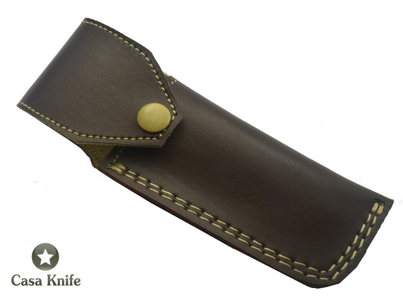 Canivete para colecionador em aço damasco com empunhadura em Radica Oliveira, 24 cm