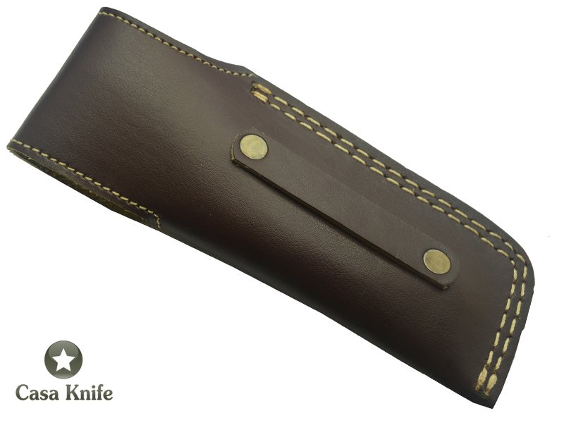 Canivete para colecionador em aço damasco com empunhadura em Radica Oliveira, 24 cm