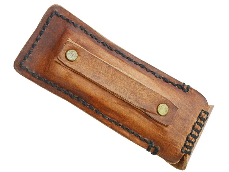 Canivete para colecionador em aço damasco. Empunhadura em cerejeira, 18 cm