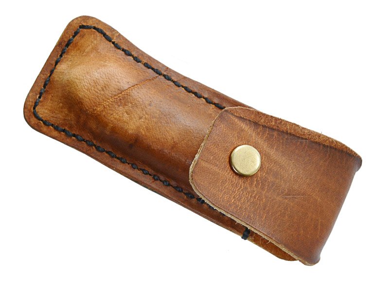 Canivete para colecionador em aço damasco. Empunhadura em sândalo vermelho, 16 cm