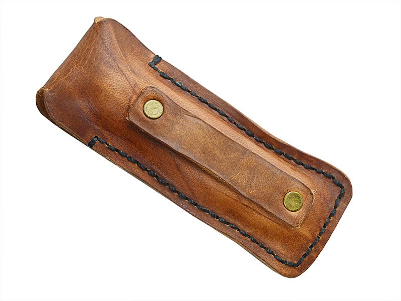 Canivete para colecionador em aço damasco. Empunhadura em sândalo vermelho, 16 cm