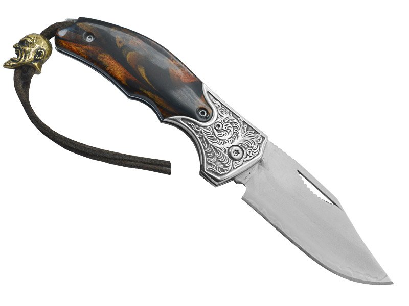 Canivete para colecionador em aço San May. Empunhadura em resina, 17 cm