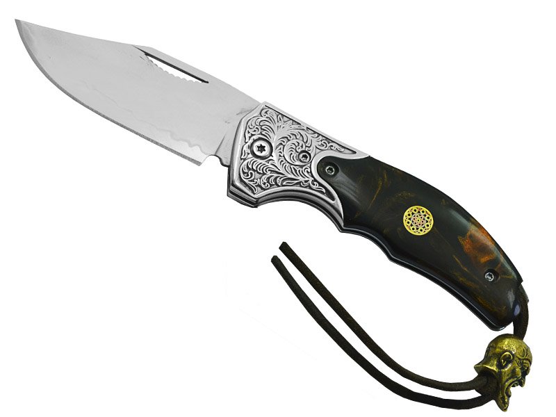 Canivete para colecionador em aço San May. Empunhadura em resina, 17 cm