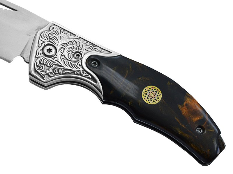 Canivete para colecionador em aço San May. Empunhadura em resina, 17 cm