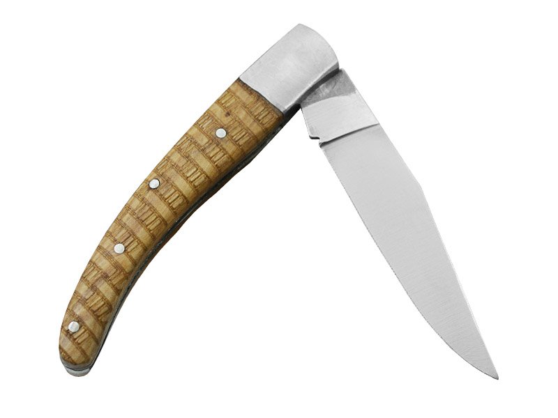 Canivete para colecionador forjado em aço D2. Empunhadura madeira de oliveira,19 cm