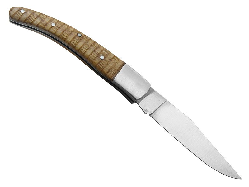 Canivete para colecionador forjado em aço D2. Empunhadura madeira de oliveira,19 cm