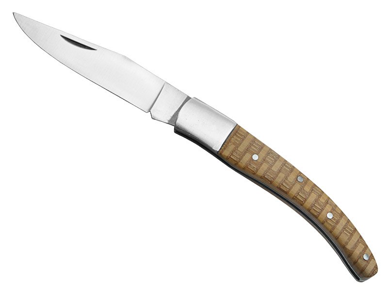 Canivete para colecionador forjado em aço D2. Empunhadura madeira de oliveira,19 cm