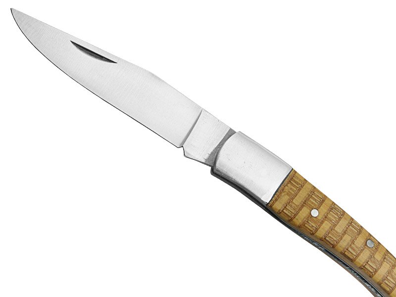 Canivete para colecionador forjado em aço D2. Empunhadura madeira de oliveira,19 cm