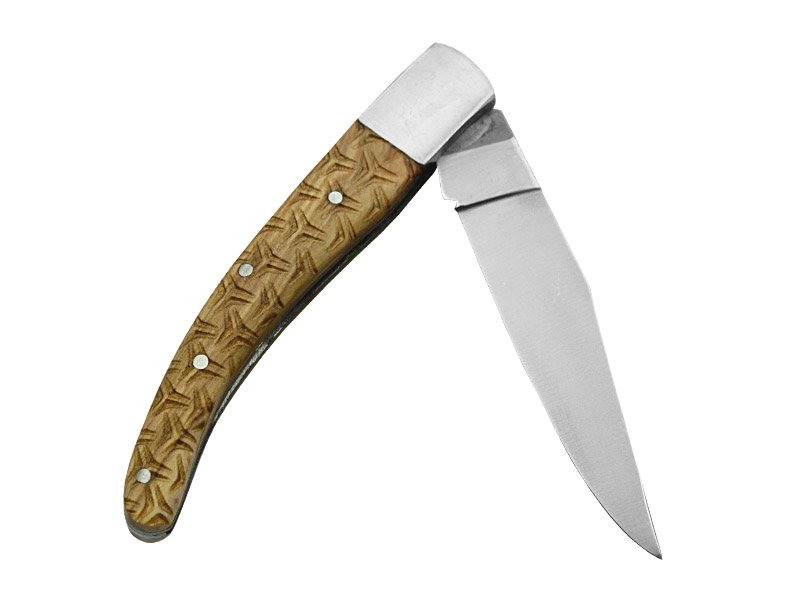 Canivete para colecionador forjado em aço D2. Empunhadura madeira de oliveira, 20 cm