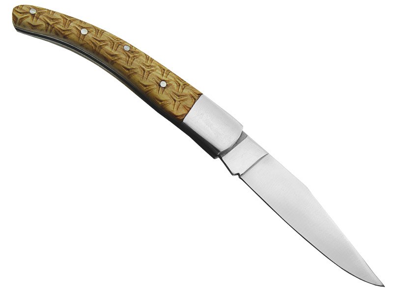Canivete para colecionador forjado em aço D2. Empunhadura madeira de oliveira, 20 cm