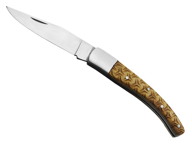 Canivete para colecionador forjado em aço D2. Empunhadura madeira de oliveira, 20 cm