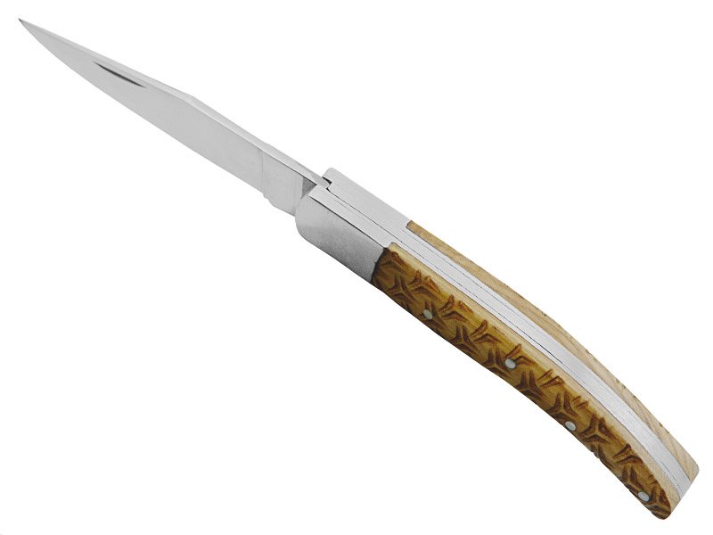 Canivete para colecionador forjado em aço D2. Empunhadura madeira de oliveira, 20 cm
