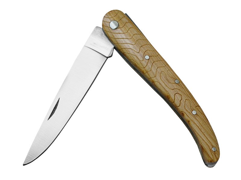 Canivete para colecionador forjado em aço D2. Empunhadura madeira de oliveira, 21 cm