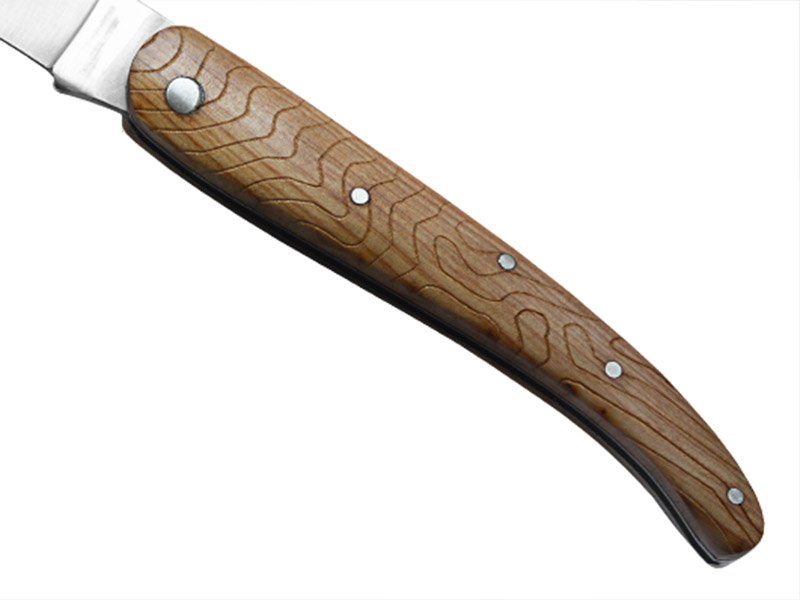 Canivete para colecionador forjado em aço D2. Empunhadura madeira de oliveira, 21 cm