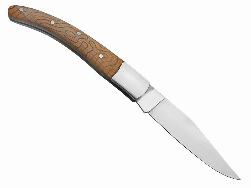 Canivete para colecionador forjado em aço D2. Empunhadura madeira de oliveira, 20 cm