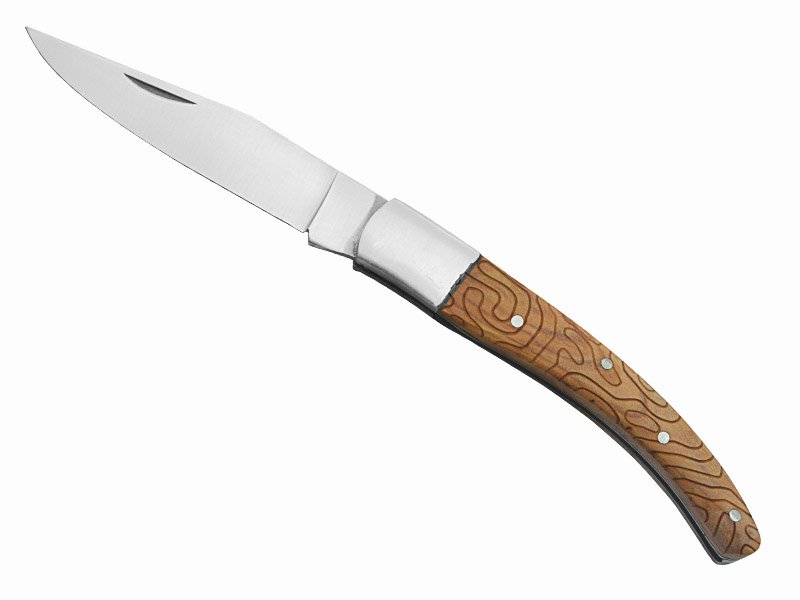 Canivete para colecionador forjado em aço D2. Empunhadura madeira de oliveira, 20 cm