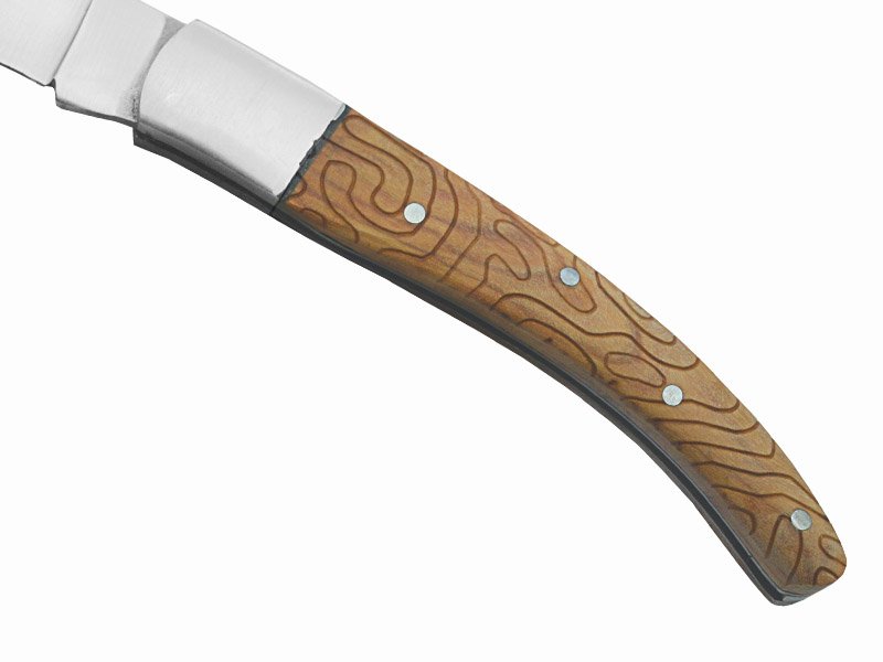 Canivete para colecionador forjado em aço D2. Empunhadura madeira de oliveira, 20 cm