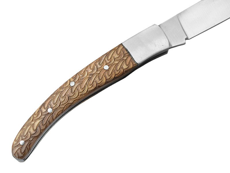 Canivete para colecionador forjado em aço D2. Empunhadura madeira de oliveira, 19 cm