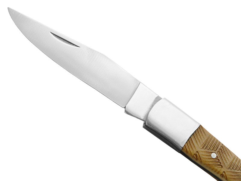 Canivete para colecionador forjado em aço D2. Empunhadura madeira de oliveira, 19 cm
