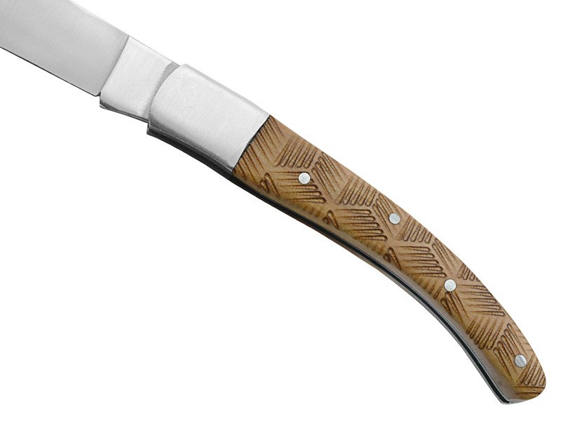 Canivete para colecionador forjado em aço D2. Empunhadura madeira de oliveira, 19 cm