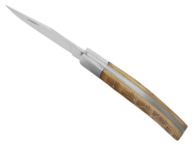Canivete para colecionador forjado em aço D2. Empunhadura madeira de oliveira, 19 cm