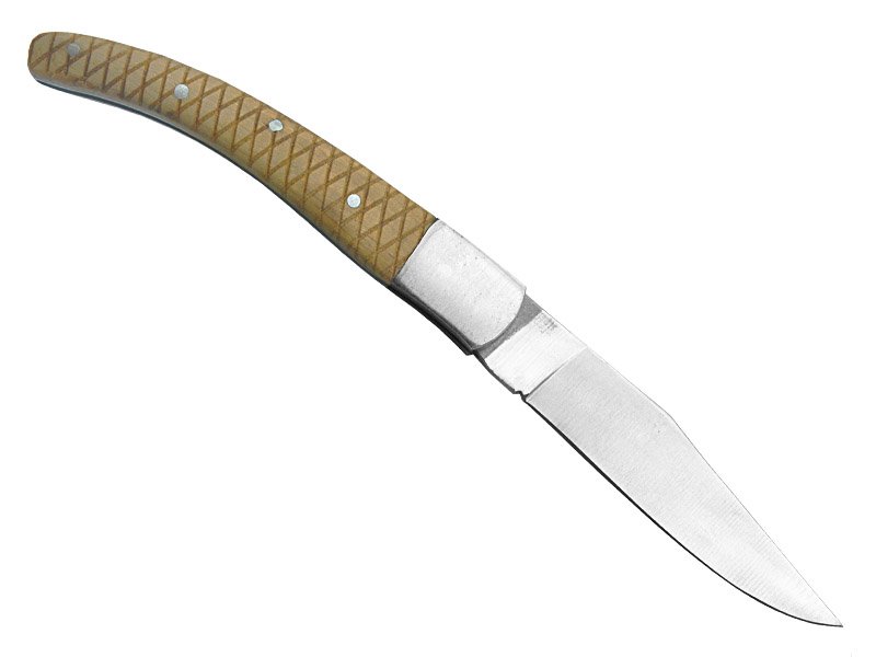 Canivete para colecionador forjado em aço D2. Empunhadura madeira de oliveira, 19 cm