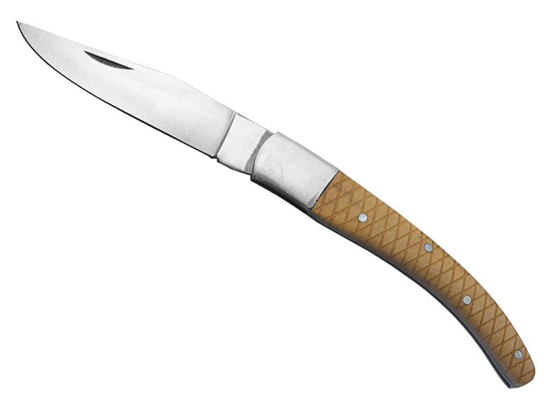 Canivete para colecionador forjado em aço D2. Empunhadura madeira de oliveira, 19 cm
