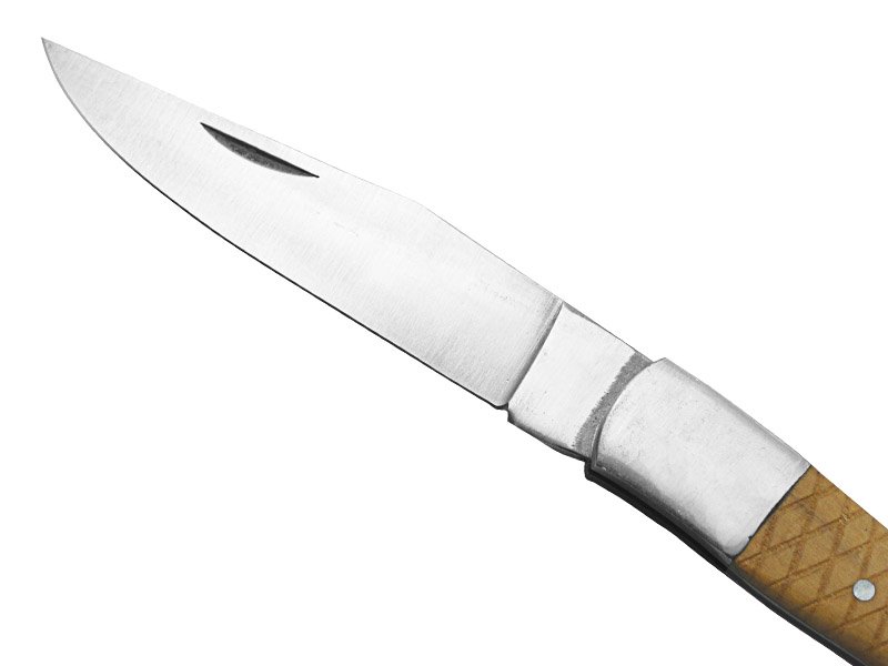 Canivete para colecionador forjado em aço D2. Empunhadura madeira de oliveira, 19 cm
