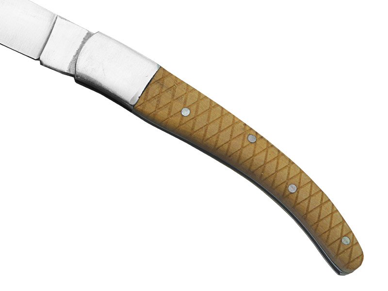 Canivete para colecionador forjado em aço D2. Empunhadura madeira de oliveira, 19 cm