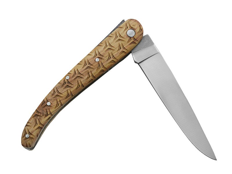 Canivete para colecionador forjado em aço D2. Empunhadura madeira de oliveira, 21 cm