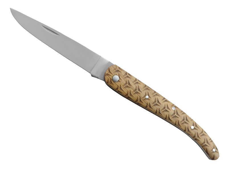 Canivete para colecionador forjado em aço D2. Empunhadura madeira de oliveira, 21 cm