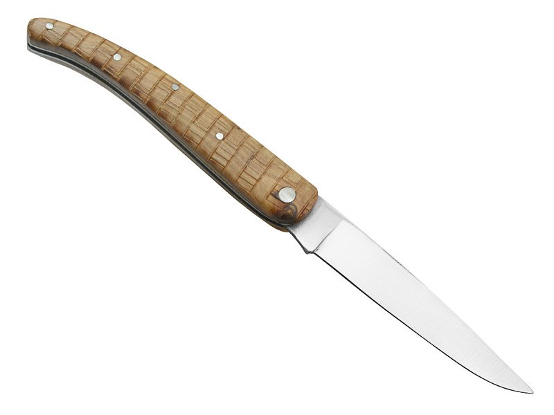 Canivete para colecionador forjado em aço D2. Empunhadura madeira de oliveira, 21 cm