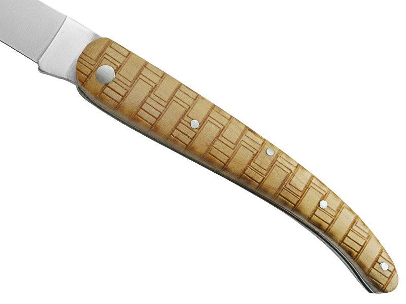 Canivete para colecionador forjado em aço D2. Empunhadura madeira de oliveira, 21 cm