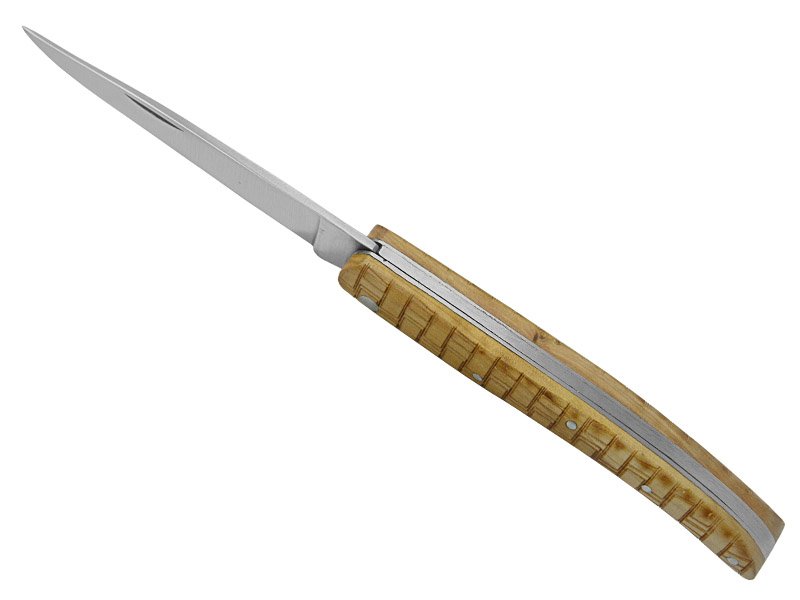 Canivete para colecionador forjado em aço D2. Empunhadura madeira de oliveira, 21 cm
