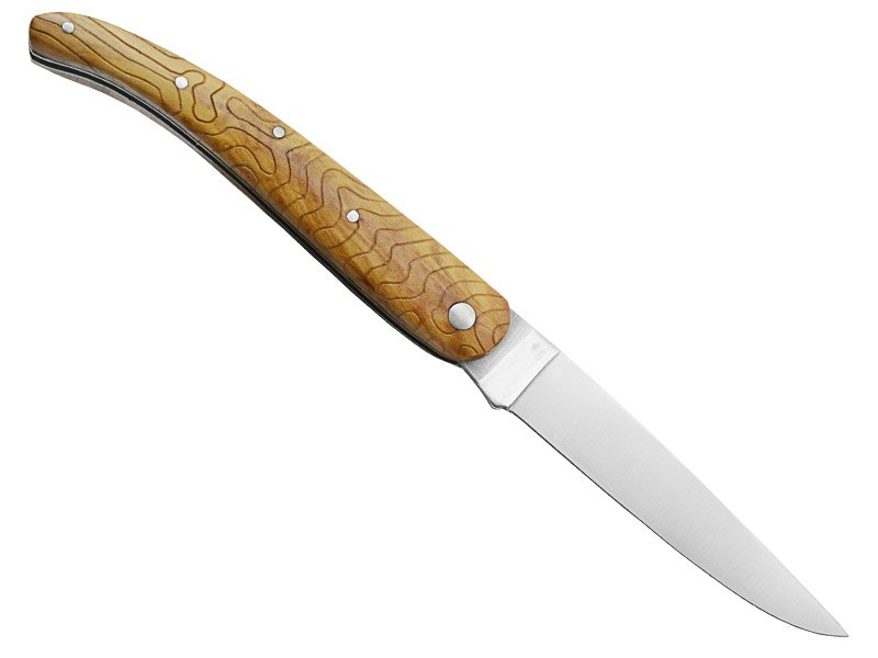 Canivete para colecionador forjado em aço D2. Empunhadura madeira de oliveira, 21 cm