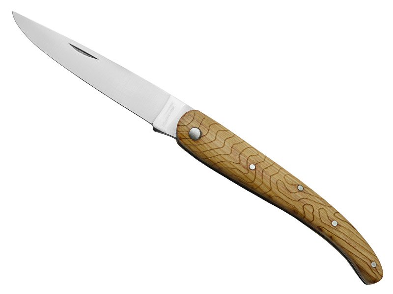Canivete para colecionador forjado em aço D2. Empunhadura madeira de oliveira, 21 cm