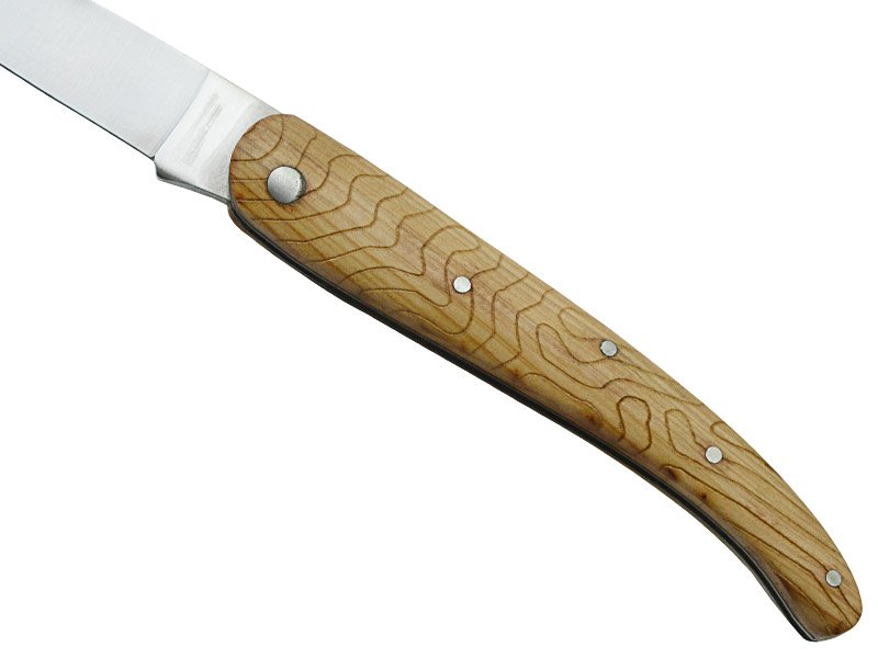 Canivete para colecionador forjado em aço D2. Empunhadura madeira de oliveira, 21 cm