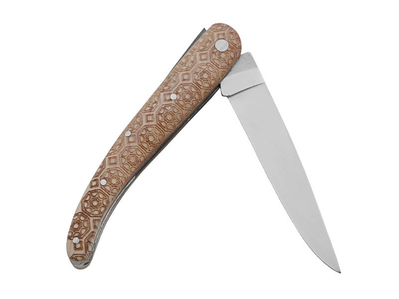 Canivete para colecionador forjado em aço D2. Empunhadura madeira de oliveira, 21 cm